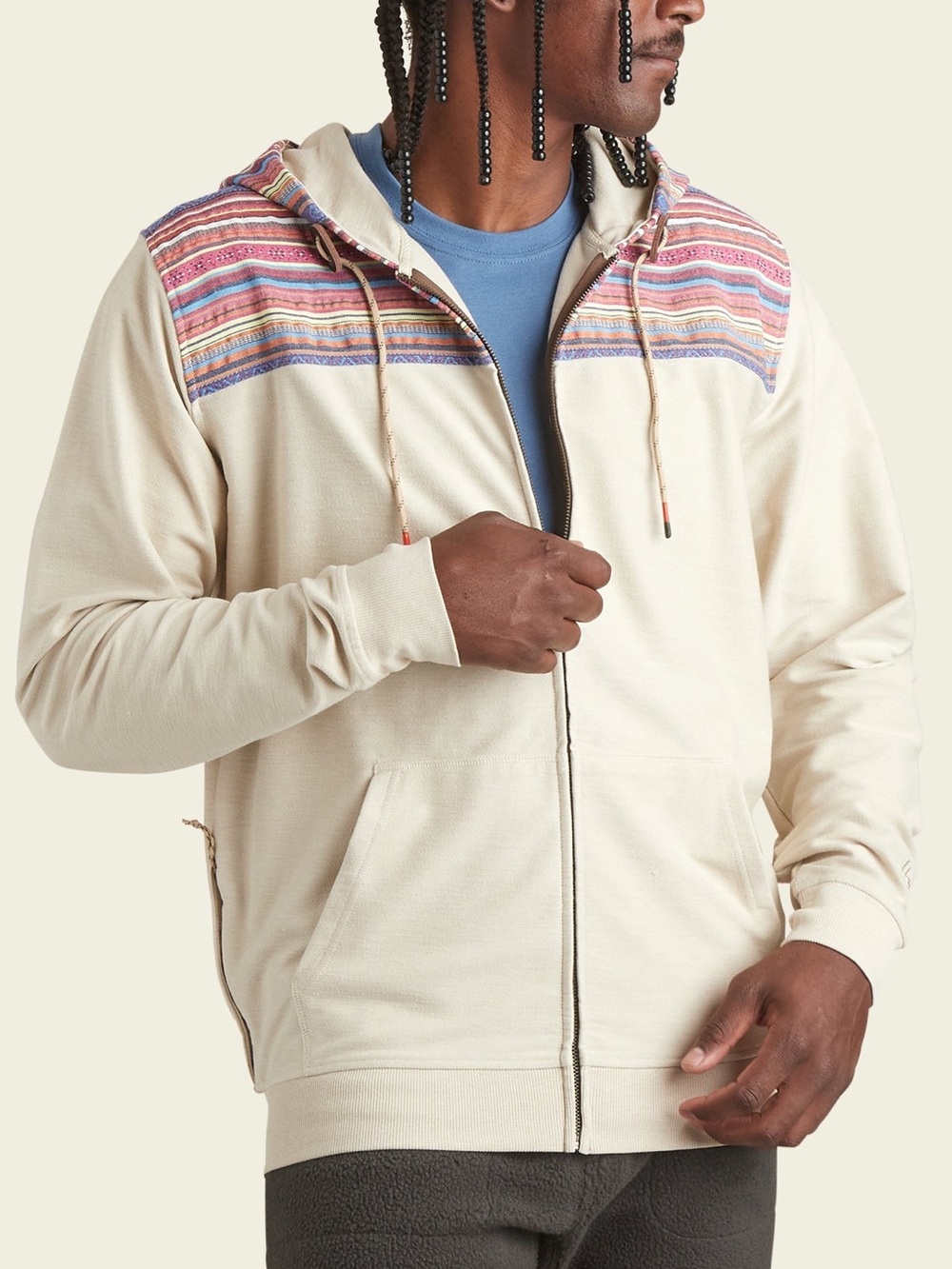 Howler Brothers Shaman Hoodie Oatmeal Heather Quanzi Jacquard - Medium